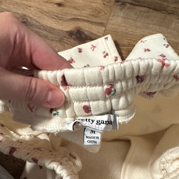 Women's Cream Athletic Shorts with Floral Print - Picture 2 of 5